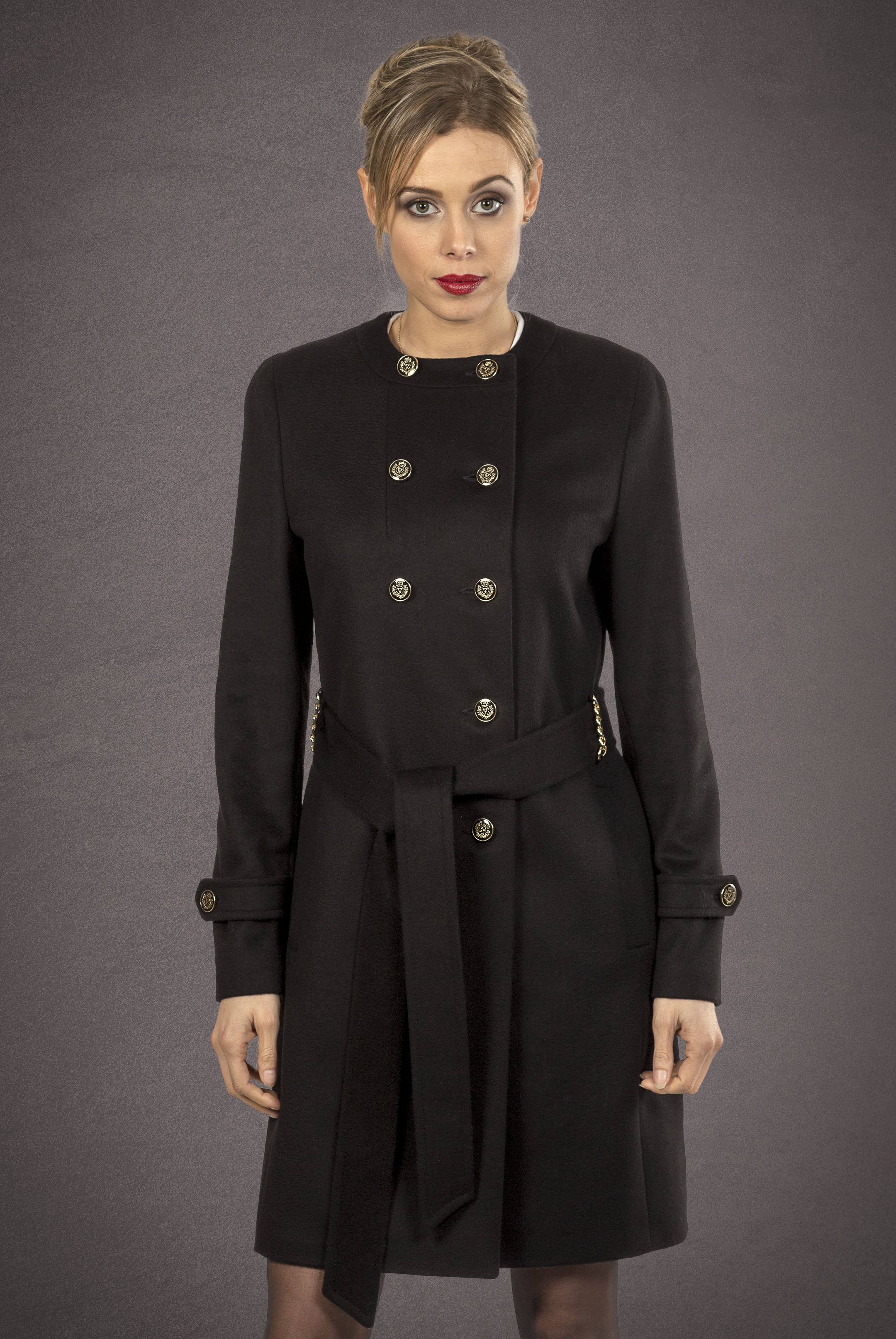 Meldes De Luxe – Fitted wool coat no collar - Black – Ref: 389-1-01