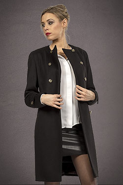 Meldes De Luxe – Fitted wool coat no collar – Black – Ref: 389-1-01