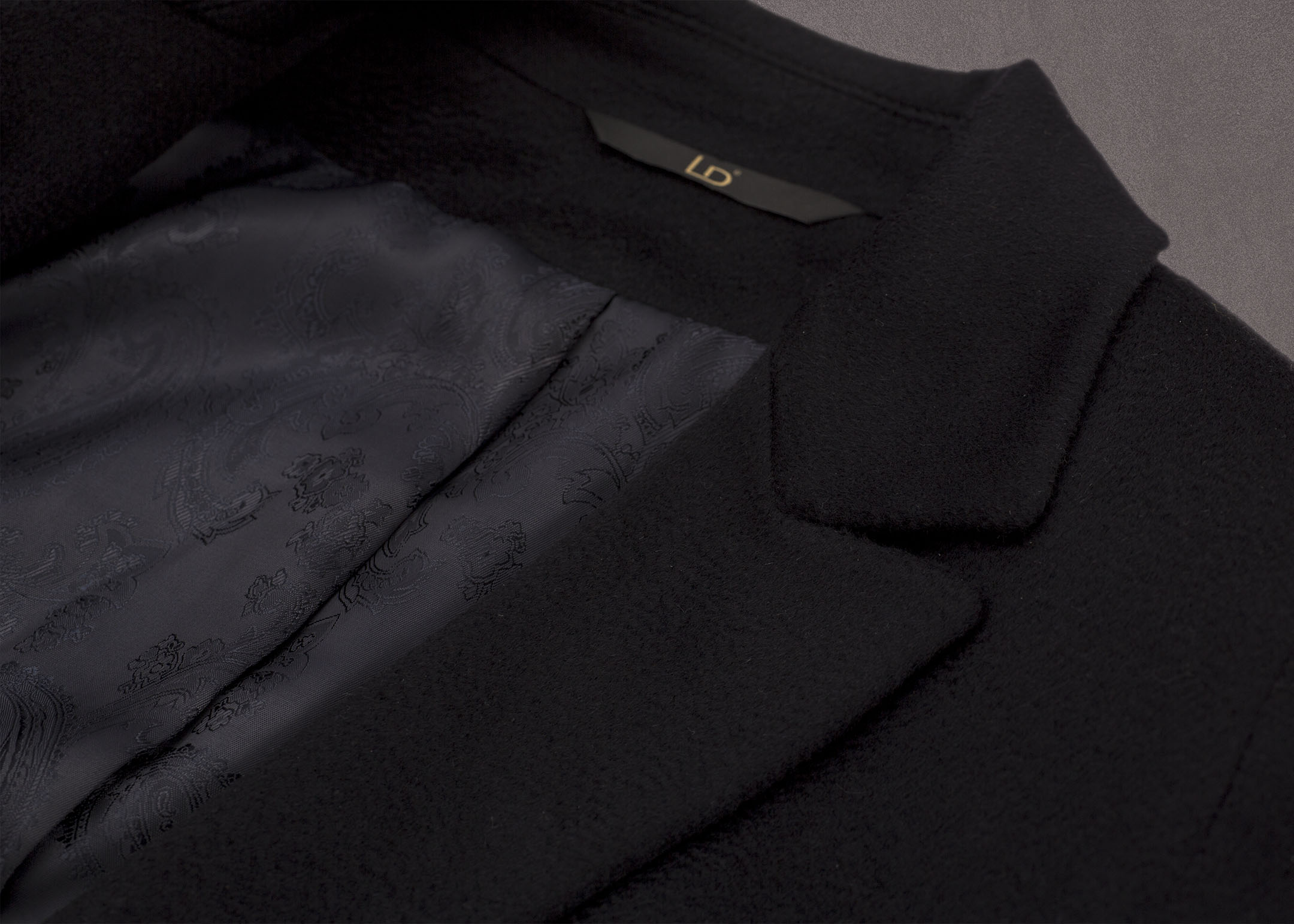 Meldes De Luxe – Manteau 100% cachemire cintré large col tailleur – Bleu nuit - Réf: 455-2-02
