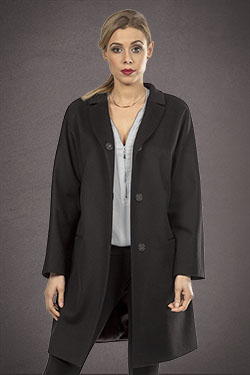 Meldes De Luxe – Manteau laine large col tailleur – Noir – Réf: 371-1-01
