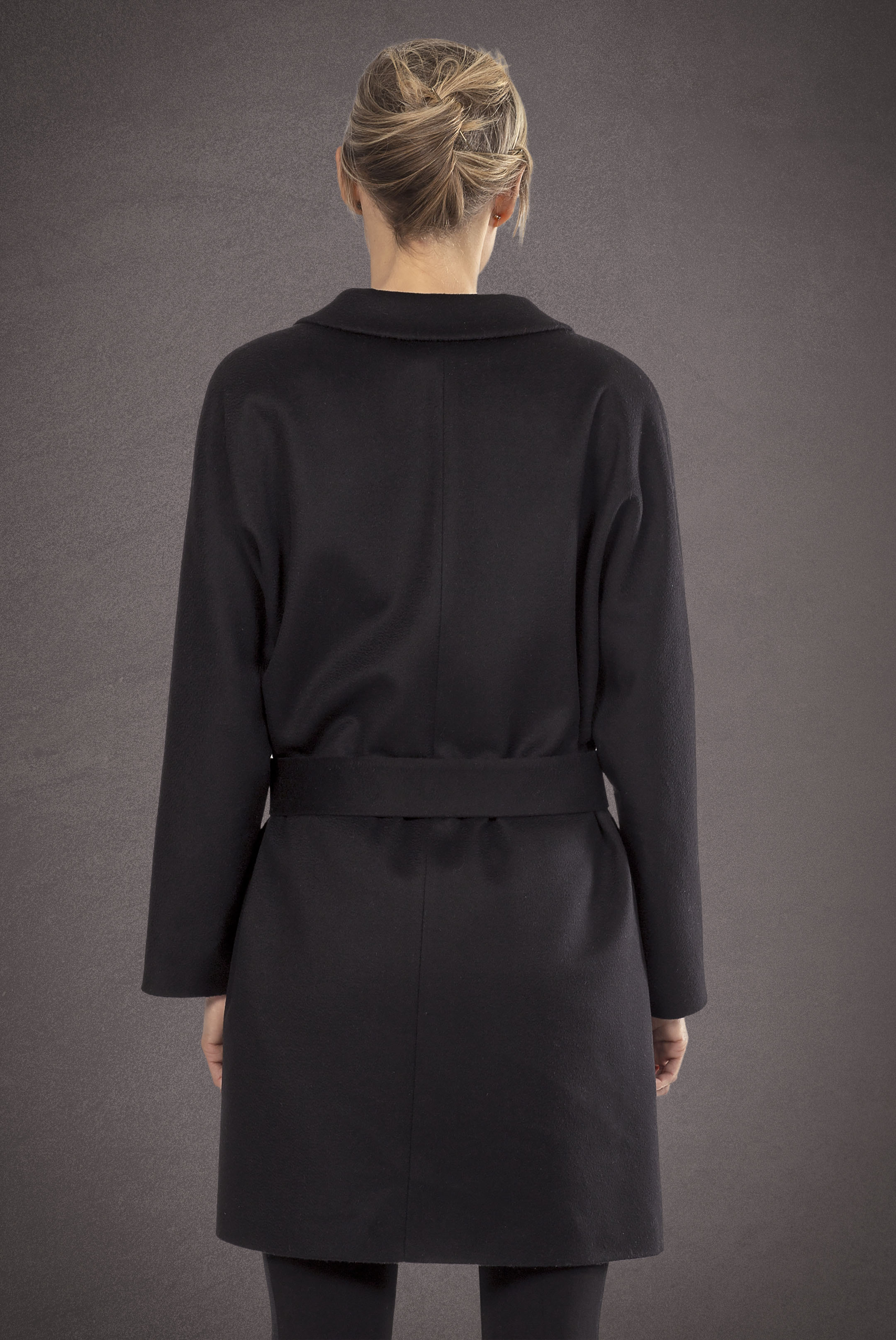 Meldes De Luxe Wool coat wide collar Black 371-1-01
